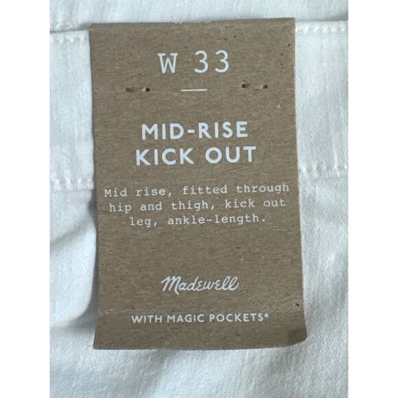NWT Madewell Kick Out Crop Jeans in Pure White Size 33 - Picture 7 of 15